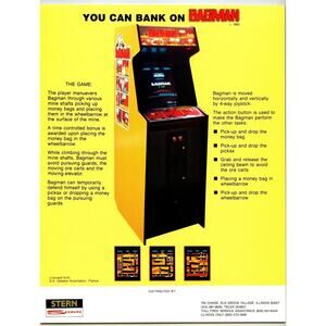 Bagman Arcade Flyer 1983 Original Retro Video Game Maze Mine Shafts Art Vintage